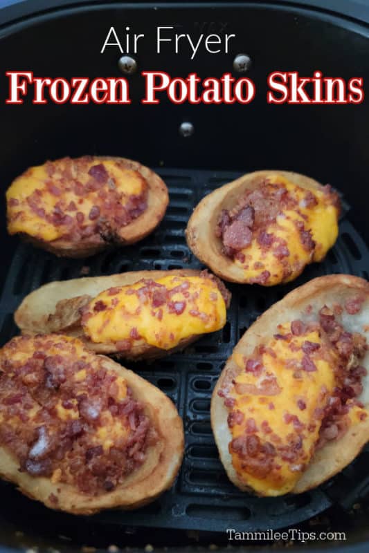 Air fryer frozen potato skins over air fried potato skins in the air fryer basket