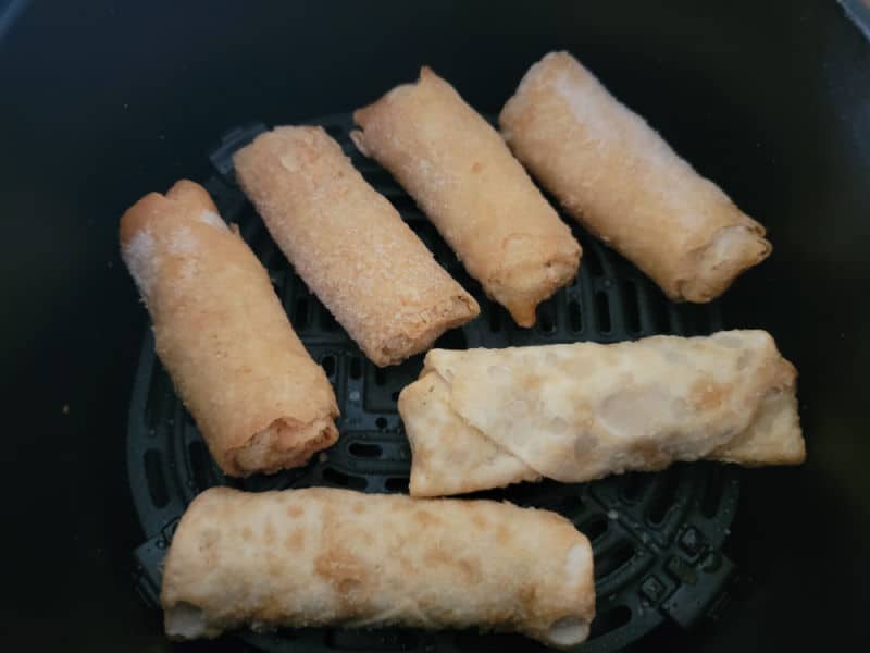 frozen egg rolls in the air fryer basket