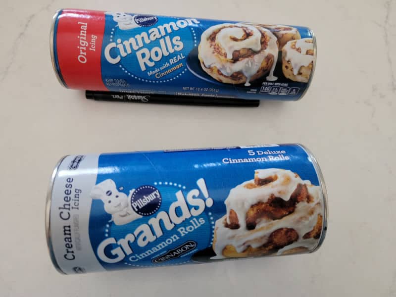 Pillsbury Cinnamon Rolls original and cream cheese icing packages