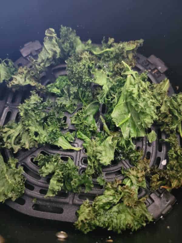 kale chips in air fryer basket