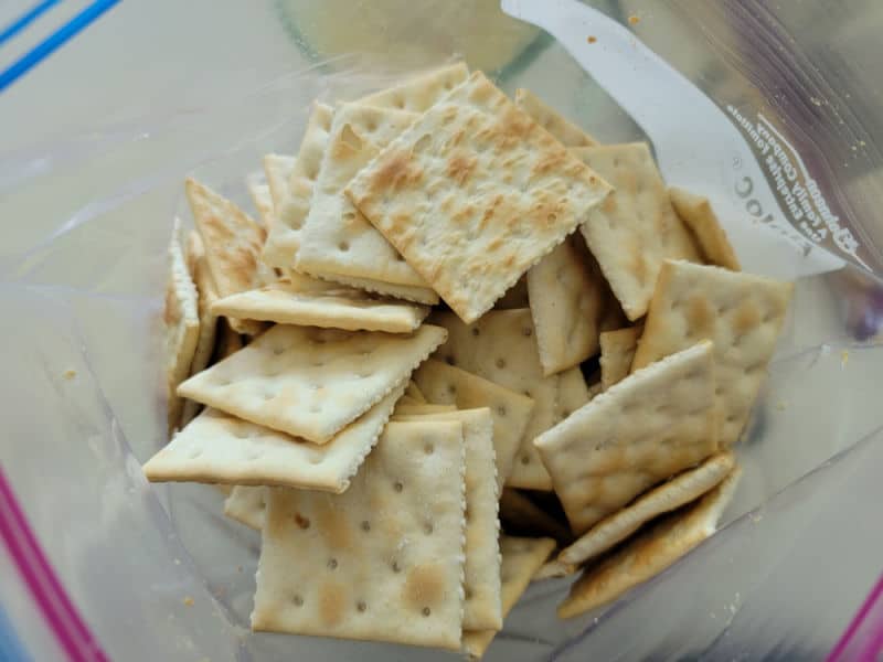 Saltines in a plastic bag