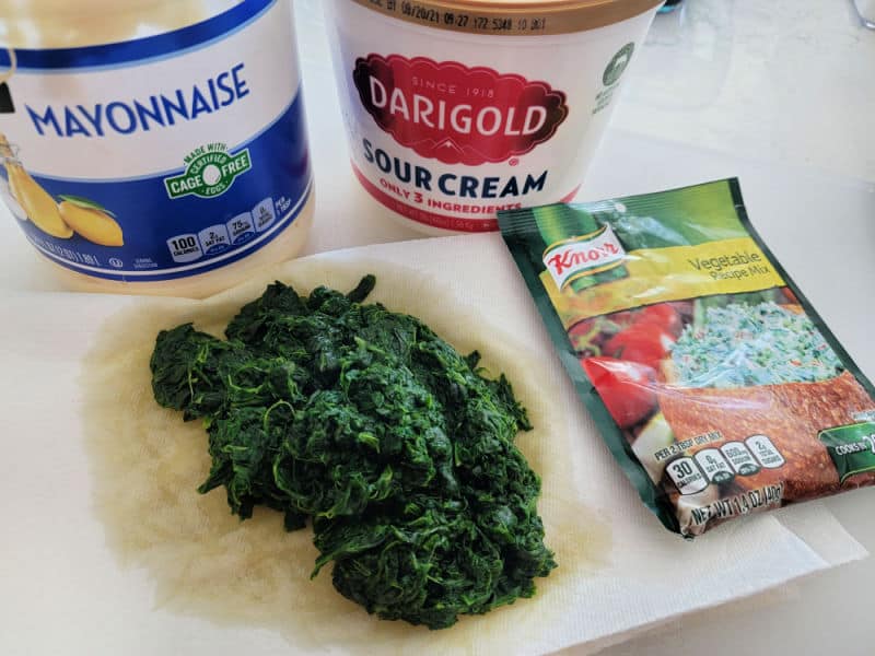Mayonnaise, sour cream, spinach, knorr vegetable dip mix