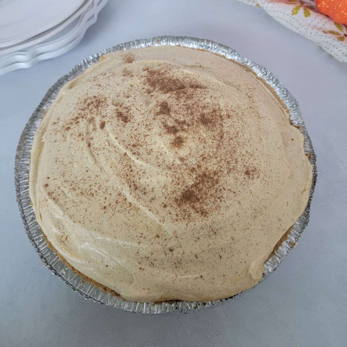 No Bake Pumpkin Pie in a pie dish