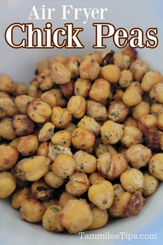 Air fryer chick peas over a bowl of chickpeas