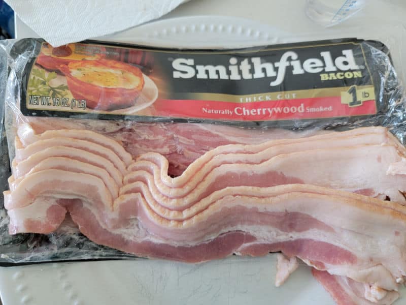 Smithfield bacon package on a white plate