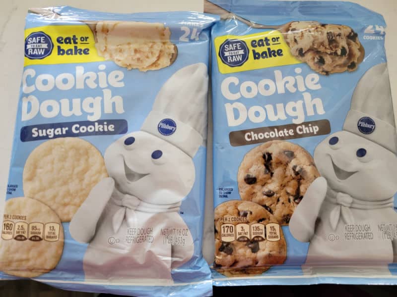 Pillsbury sugar cookie and chocolate chip cookie dough