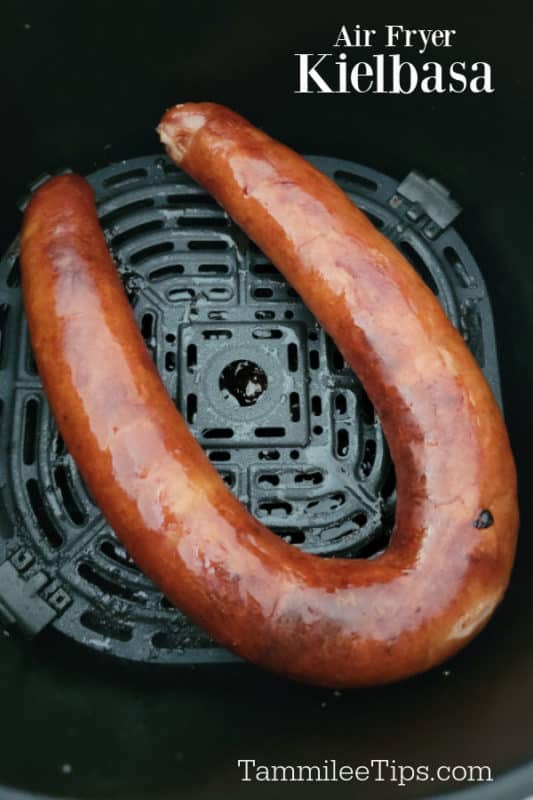 Air fried Kielbasa in an air fryer basket