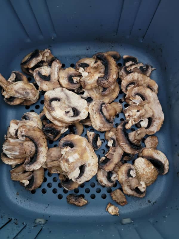 Mushrooms in the air fryer basket