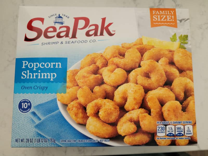 box of seapak frozen popcorn shrimp