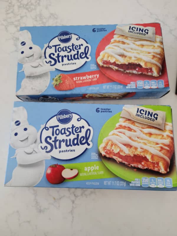two packages of Pillsbury Toaster Strudel 