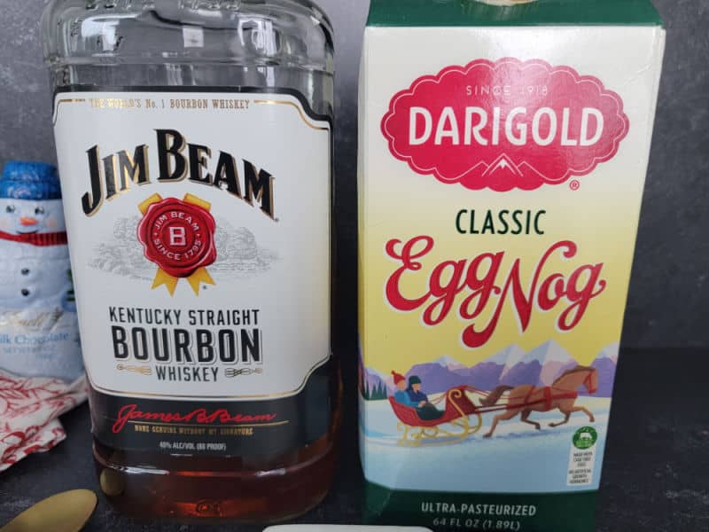 Bourbon Eggnog Ingredients, Jim Beam Kentucky Bourbon and Classic Eggnog