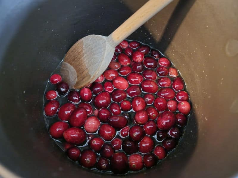 cranberries in simple syrup for candied cranberries