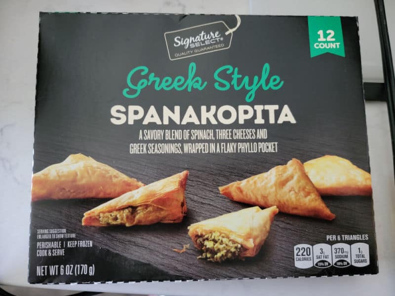 Box of greek style spanakopita