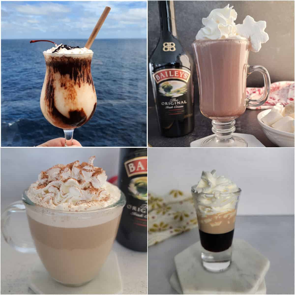 Baileys Irish Cream cocktails in a collage