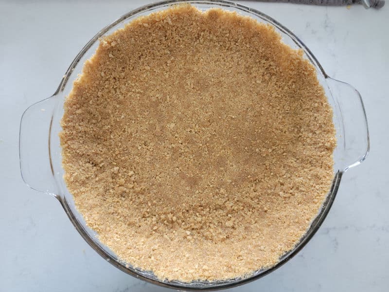 Graham Cracker Crust in a glass pie pan