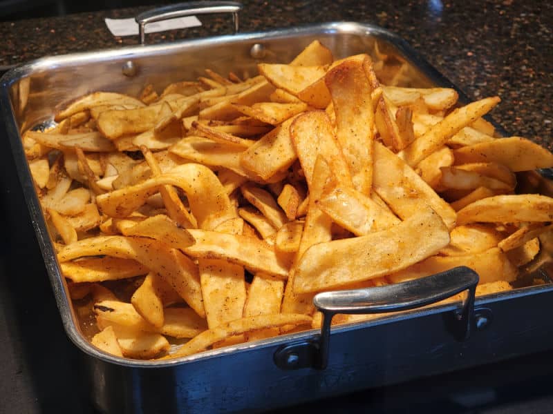 French fries in a silver bowl