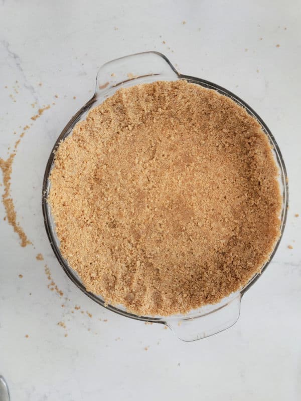 Graham Cracker Crust in a glass pie pan