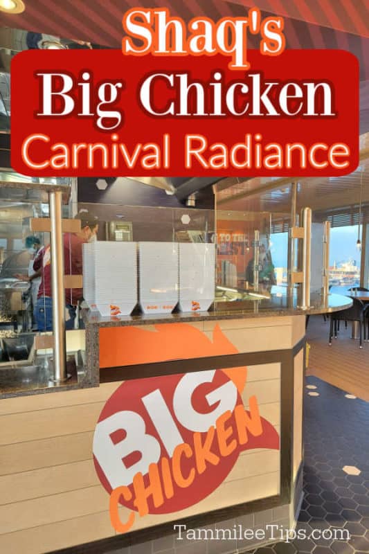 Shaq's Big Chicken Carnival Radiance text over the Big Chicken sign and counter