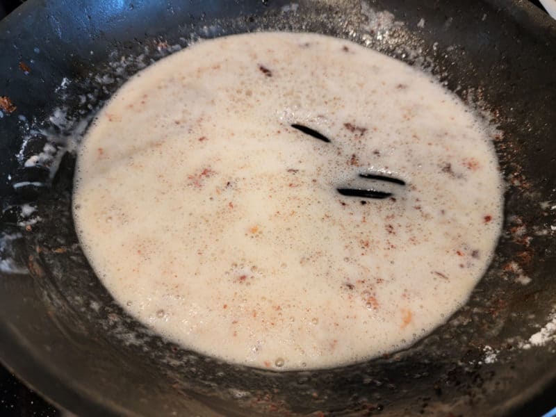 Bacon grease and flour in a skillet