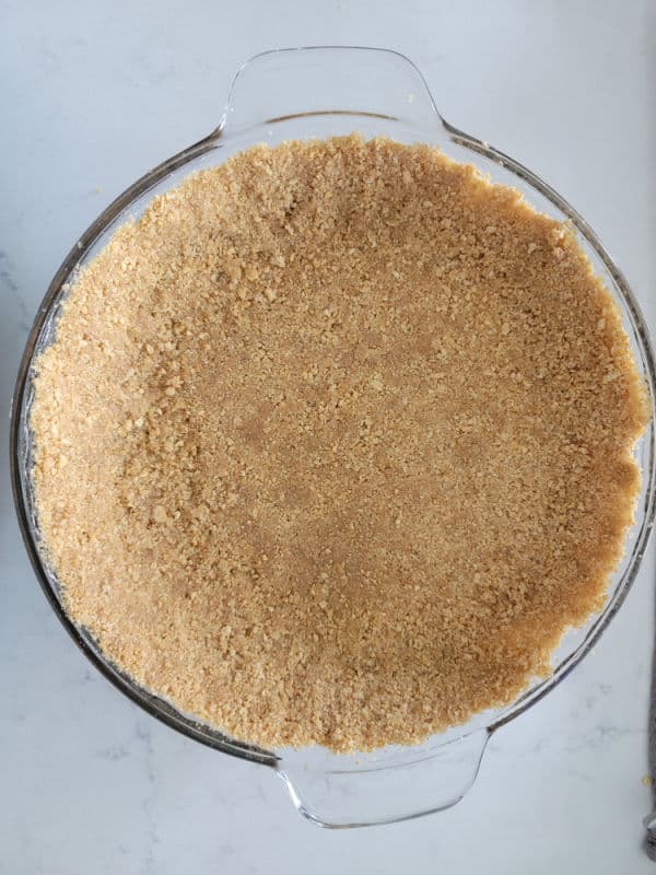 Graham Cracker Crust in a glass pie pan