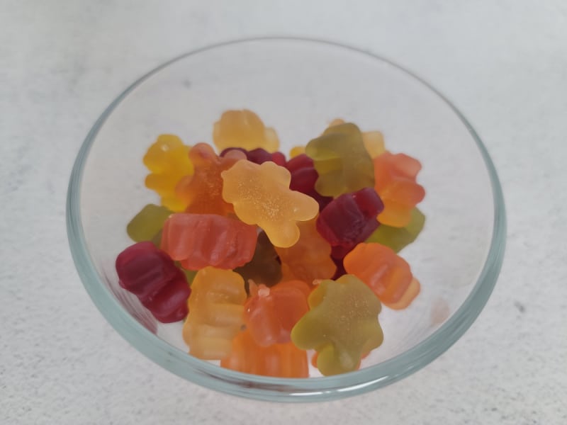 Gummy Bears in a glass bowl 