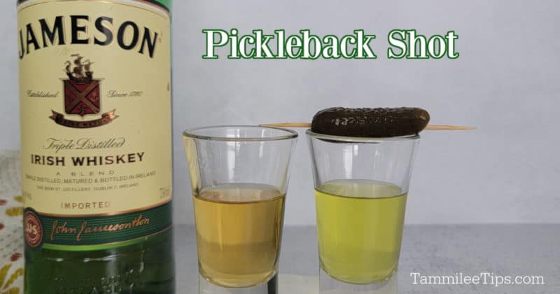 Pickleback shot next to a bottle of Jameson Irish Whiskey