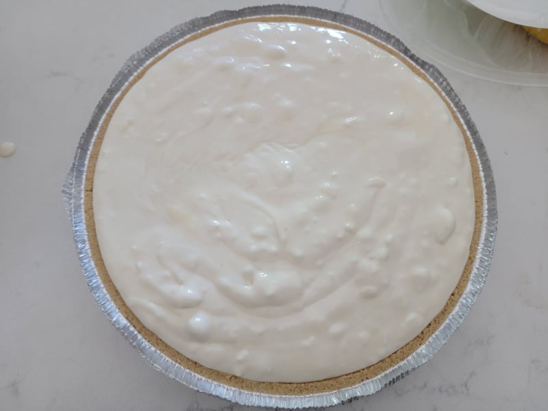 No bake lemon pie in a graham cracker crust