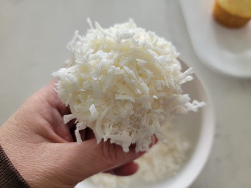 cupcake covered in coconut