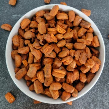 Spicy Buffalo Pretzels in a white bowl