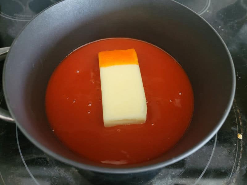 butter and hot sauce in a saucepan