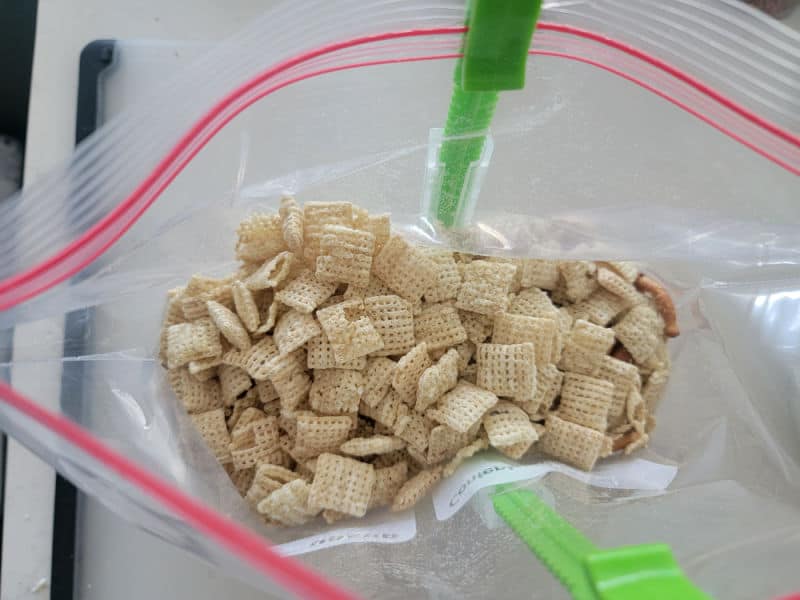 Chex cereal in a ziploc bag
