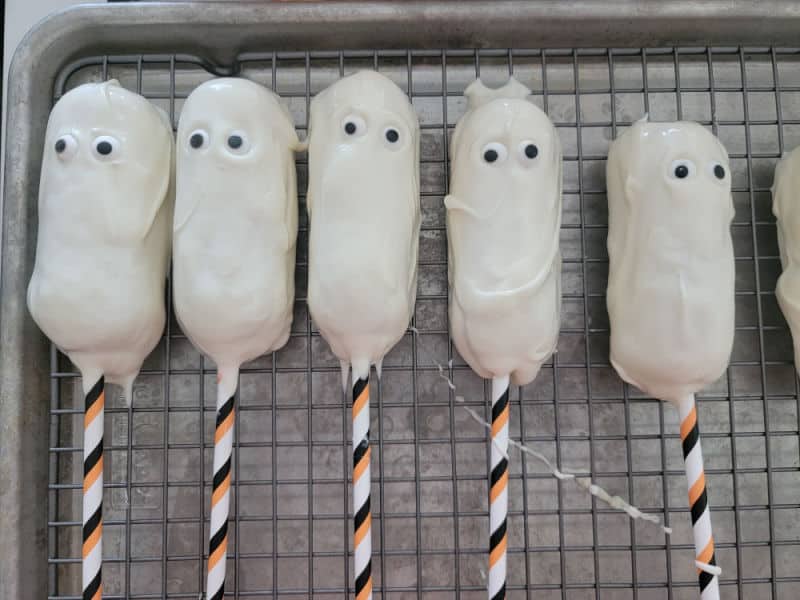 chocolate covered twinkies with candy eyes