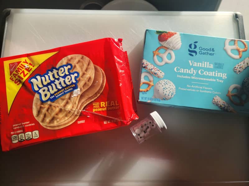Nutter Butter Cookie package, Vanilla Candy Coating, Candy Eyes