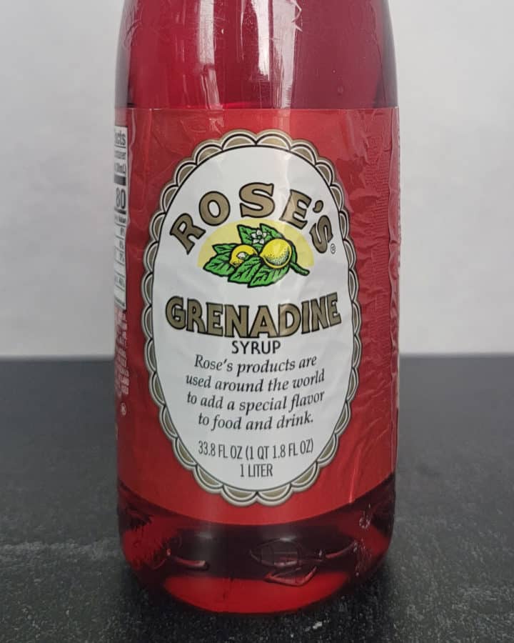 Close up of a Grenadine Bottle
