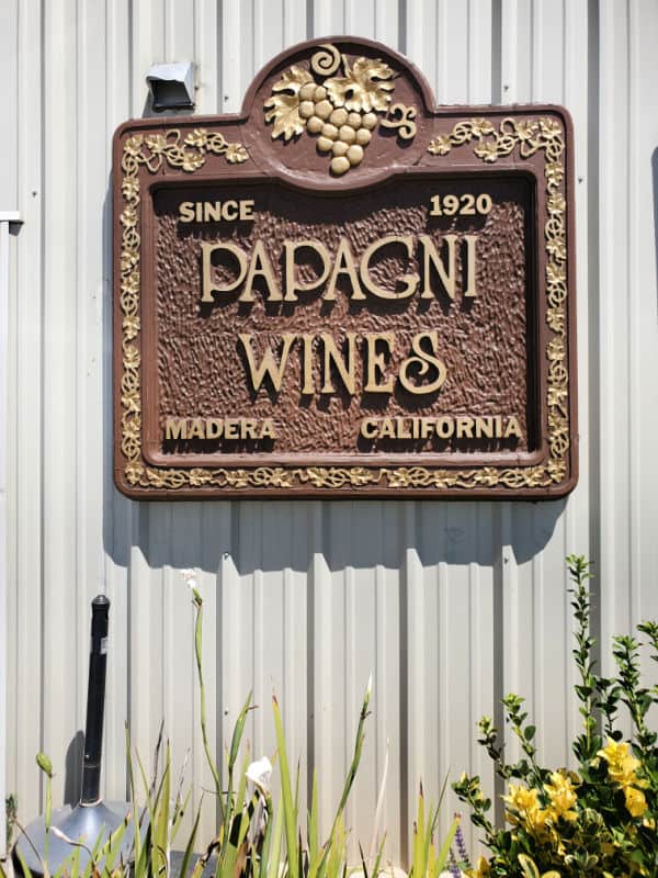 Papagni Wines sign outside of the building