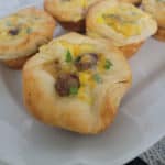 Sausage Biscuit Cups on a white platter