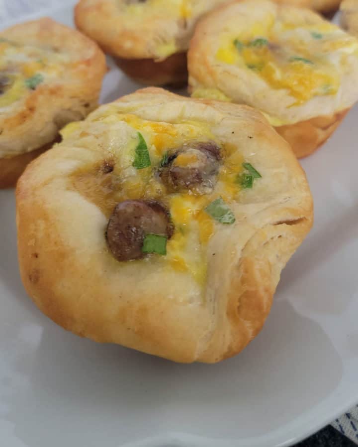 Sausage Biscuit Cups on a white platter