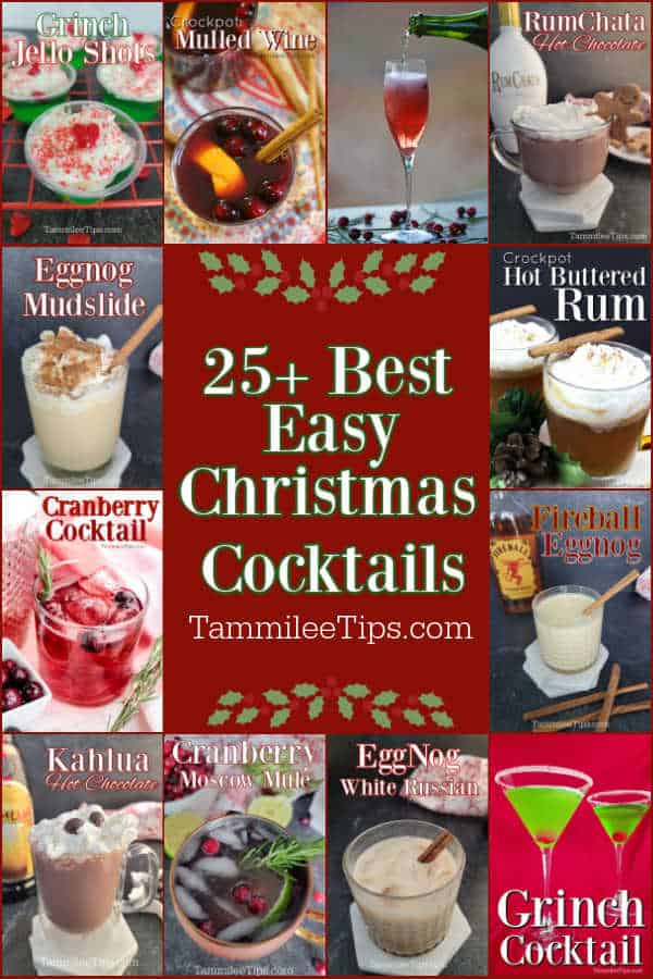 Christmas Cocktails in a collage surrounding the text Best Easy Christmas Cocktails