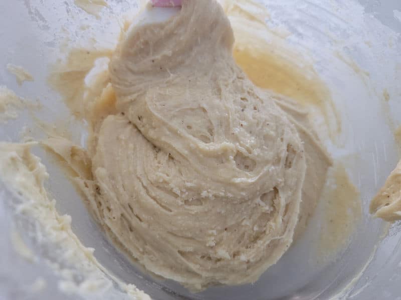 Eggnog Cookie dough in a glass bowl