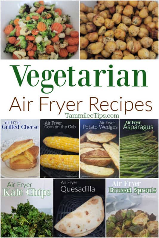 Vegetarian Air Fryer Recipes text in a collage of air fryer recipes