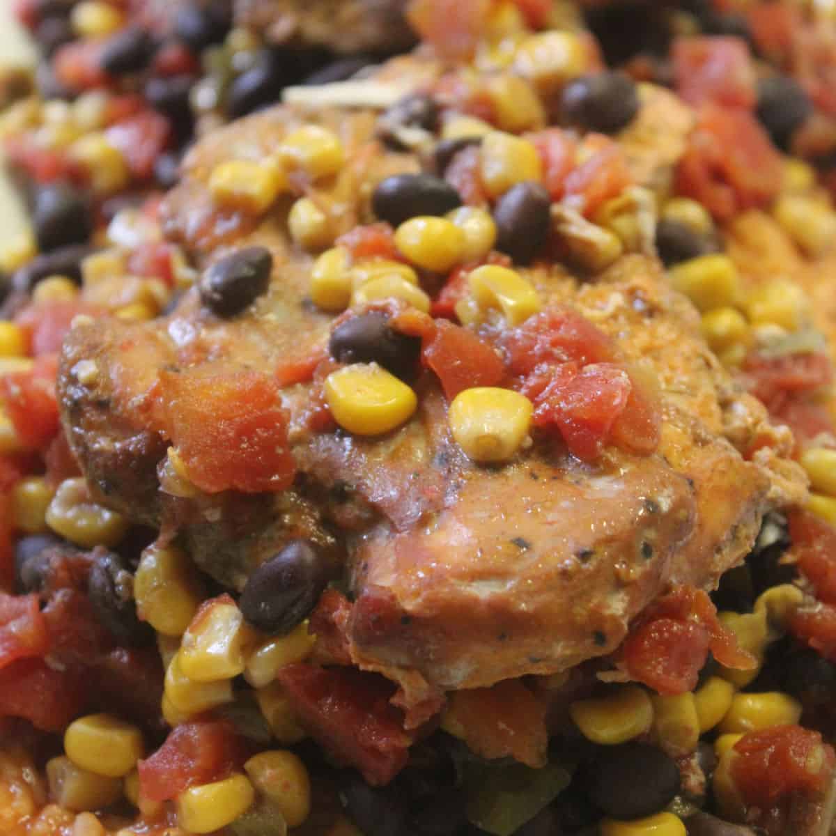 Southwest chicken with tomatoes, corn, and black beans