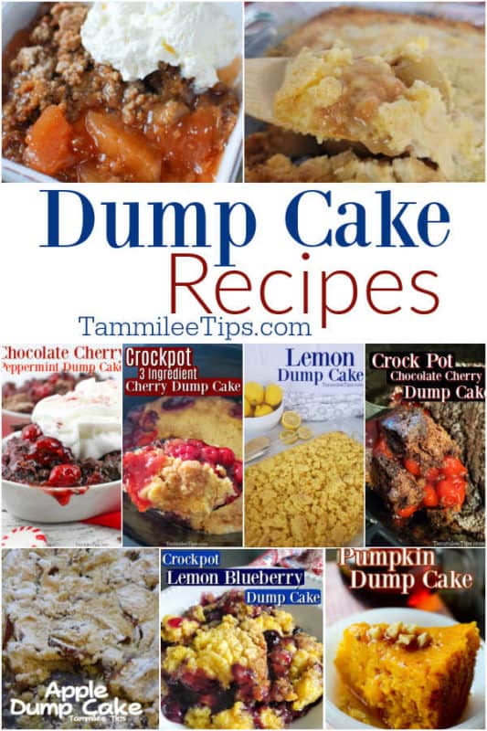 Dump Cake Recipes text in a collage of dump cake recipes