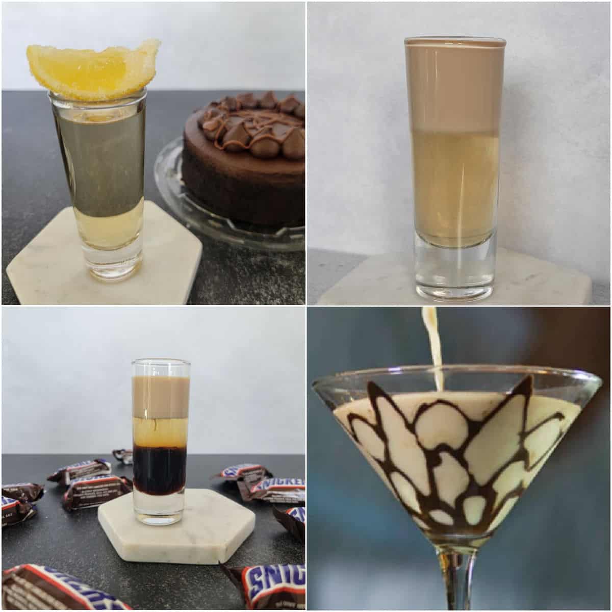 Four frangelico cocktails in a collage