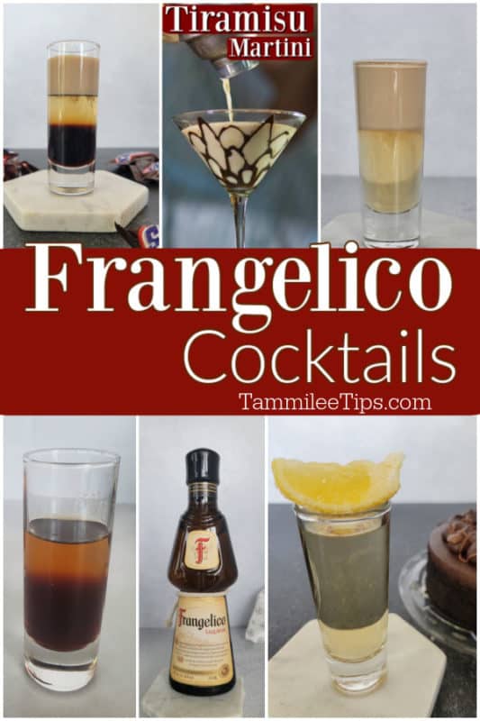 Frangelico Cocktails text in a collage of Frangelico Drinks