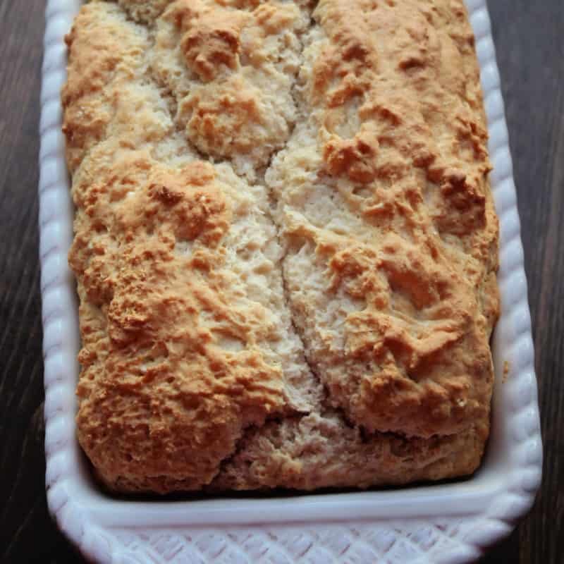 Beer bread in a white bread pan