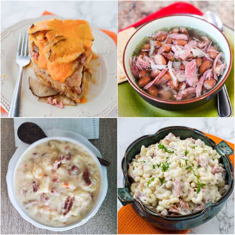 Leftover ham recipes in a collage of 4 photos