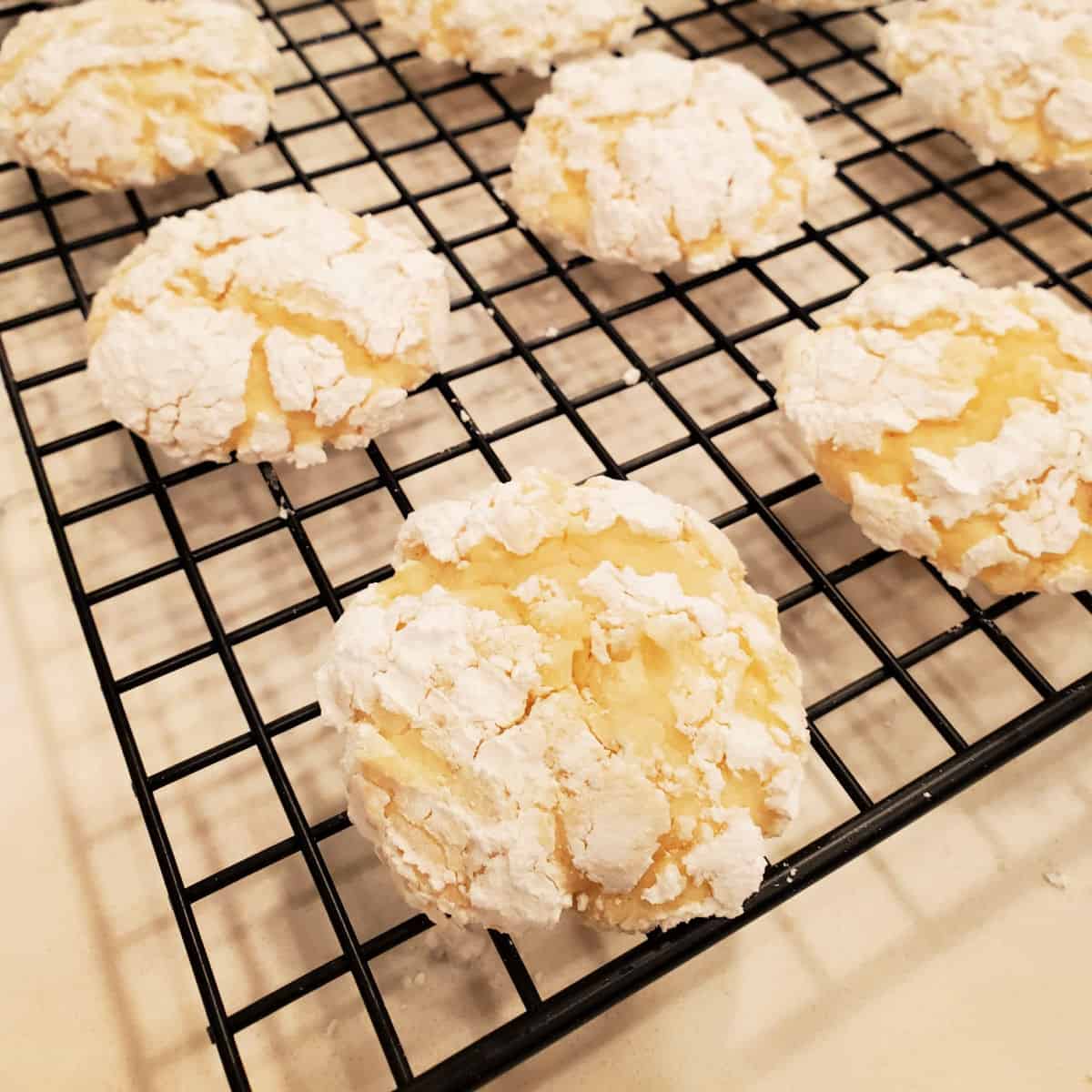 Lemon butter cookies on a wire rack