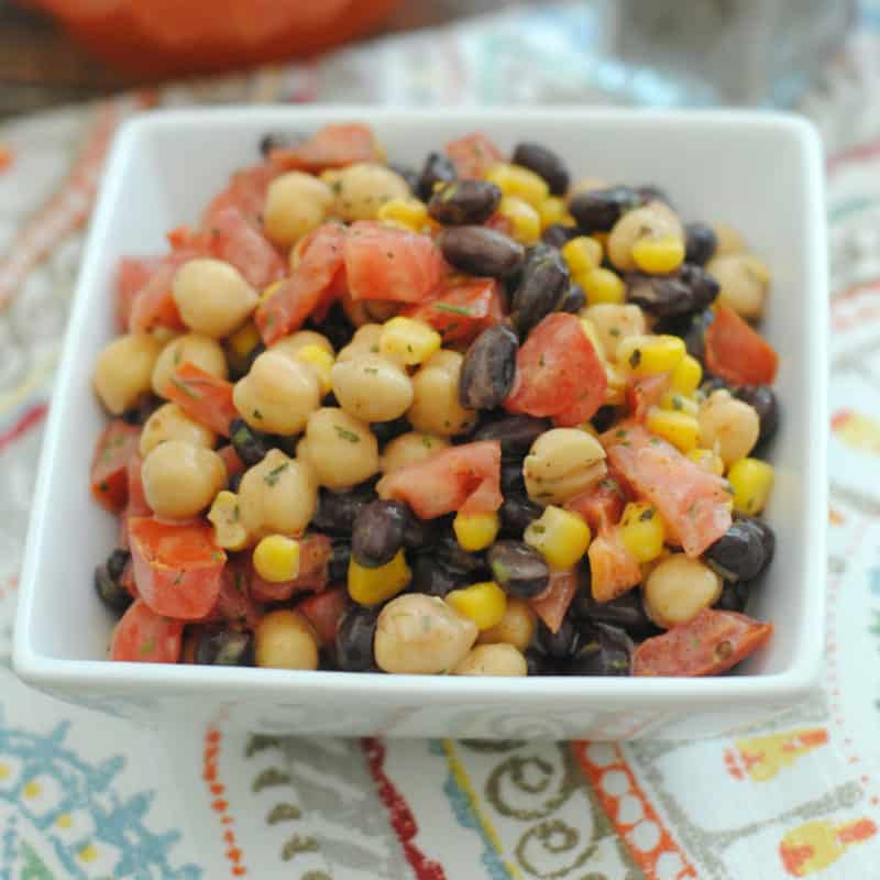 Black Bean and Corn Salad in a white bowl