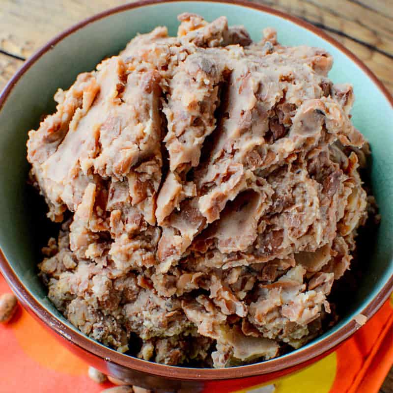 Slow Cooker refried beans in a bowl 