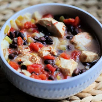 Spicy Chicken Chili in a white bowl